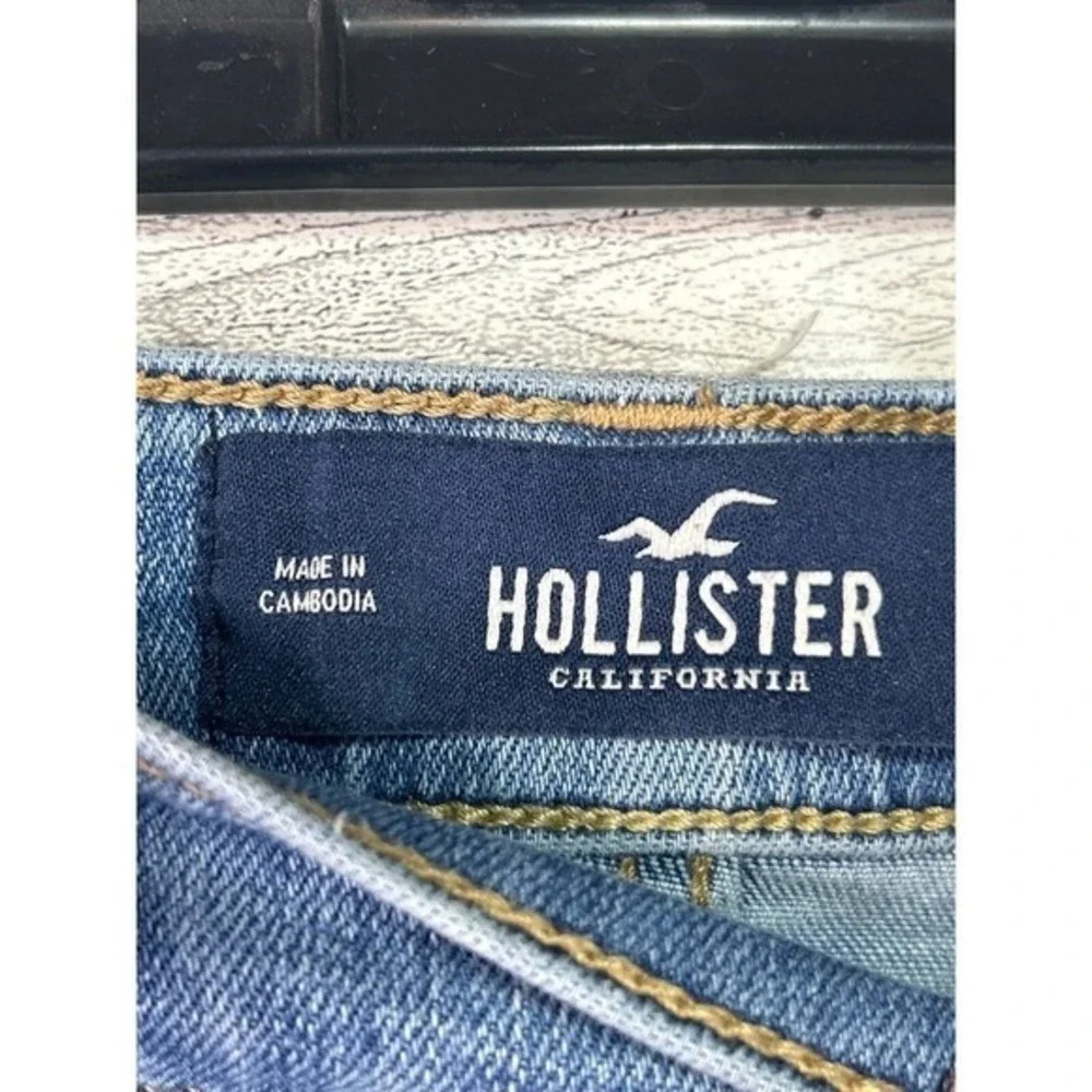 Hollister 33x32‎ Mens Slim Straight Epic Flex Distressed Ripped Blue Jeans